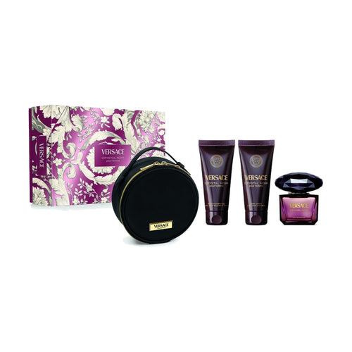 Versace Crystal Noir 90 ml + лосион за тяло 100 ml + душ гел 100 ml + несесер – комплект – originales Geschenkset für Damen