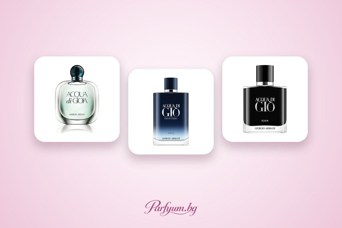 Acqua di Giò – všechny verze: EDT, Profondo, Elixir a Intense