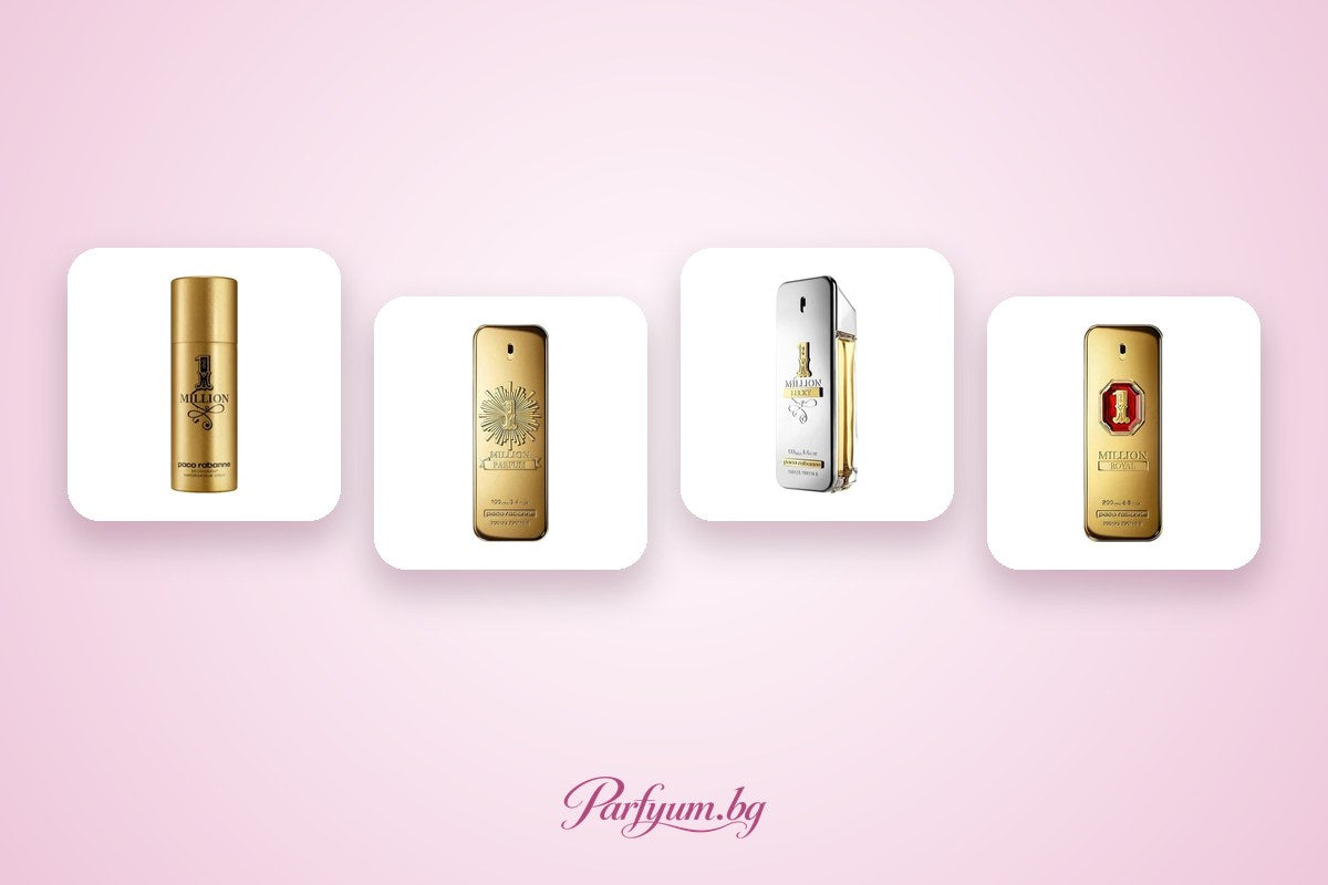 Frascos de perfumes variados das séries 1 Million, Eros, Stronger With You e Libre