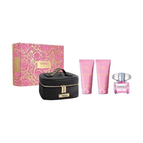 Versace Bright Crystal 90 ml + лосион за тяло 100 ml + душ гел 100 ml + несесер – комплект – originales Geschenkset für Damen