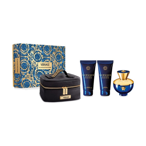 Versace Dylan Blue Pour Femme 100 ml + лосион за тяло 100 ml + душ гел 100 ml + несесер – комплект – originales Geschenkset für Damen