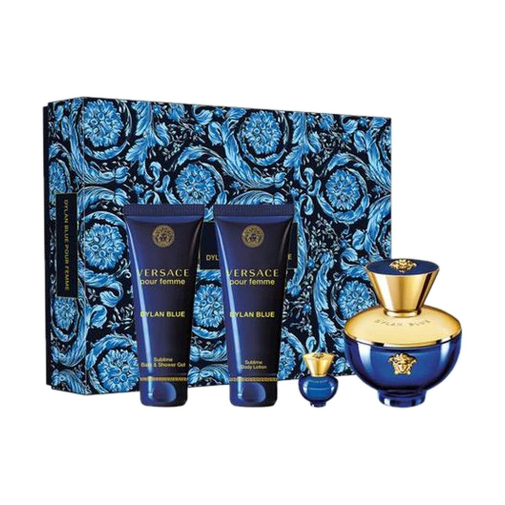 Versace Dylan Blue Pour Femme EDP 100 ml + душ гел 100 ml + лосион за тяло 100 ml + 5 ml – комплект – originální dárková sada pro ženy